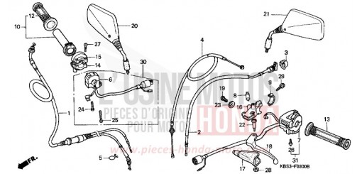 LEVIER DE GUIDON/COMMUTATEUR/CABLE NSR125RP de 1993